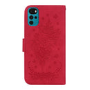 For Motorola Moto G22 Butterfly Rose Embossed Leather Phone Case(Red)