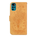 For Motorola Moto G22 Butterfly Rose Embossed Leather Phone Case(Yellow)