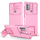 For Motorola Moto G30 / G10 Stereoscopic Holder Sliding Camshield Phone Case(Pink)