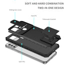 For Motorola Moto G30 / G10 Stereoscopic Holder Sliding Camshield Phone Case(Black)
