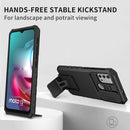 For Motorola Moto G30 / G10 Stereoscopic Holder Sliding Camshield Phone Case(Black)