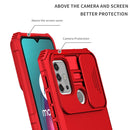 For Motorola Moto G30 / G10 Stereoscopic Holder Sliding Camshield Phone Case(Red)