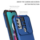 For Motorola Moto G30 / G10 Stereoscopic Holder Sliding Camshield Phone Case(Blue)