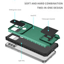 For Motorola Moto G30 / G10 Stereoscopic Holder Sliding Camshield Phone Case(Dark Green)