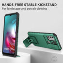 For Motorola Moto G30 / G10 Stereoscopic Holder Sliding Camshield Phone Case(Dark Green)