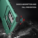 For Motorola Moto G30 / G10 Stereoscopic Holder Sliding Camshield Phone Case(Dark Green)