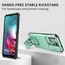 For Motorola Moto G30 / G10 Stereoscopic Holder Sliding Camshield Phone Case(Light Blue)