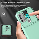 For Motorola Moto G30 / G10 Stereoscopic Holder Sliding Camshield Phone Case(Light Blue)