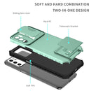 For OPPO A16 Stereoscopic Holder Sliding Camshield Phone Case(Light Blue)