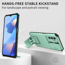 For OPPO A16 Stereoscopic Holder Sliding Camshield Phone Case(Light Blue)