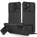 For OPPO Realme C35 Stereoscopic Holder Sliding Camshield Phone Case(Black)