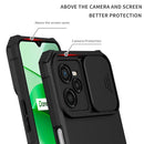 For OPPO Realme C35 Stereoscopic Holder Sliding Camshield Phone Case(Black)