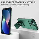 For OPPO Realme C35 Stereoscopic Holder Sliding Camshield Phone Case(Dark Green)
