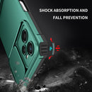 For OPPO Realme C35 Stereoscopic Holder Sliding Camshield Phone Case(Dark Green)