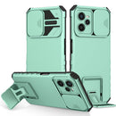 For OPPO Realme C35 Stereoscopic Holder Sliding Camshield Phone Case(Light Blue)