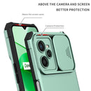 For OPPO Realme C35 Stereoscopic Holder Sliding Camshield Phone Case(Light Blue)
