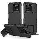For Xiaomi Poco M4 Pro 4G Stereoscopic Holder Sliding Camshield Phone Case(Black)