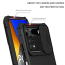 For Xiaomi Poco M4 Pro 4G Stereoscopic Holder Sliding Camshield Phone Case(Black)