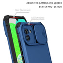 For Samsung Galaxy A03 166mm Stereoscopic Holder Sliding Camshield Phone Case(Blue)