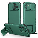 For Samsung Galaxy A03 166mm Stereoscopic Holder Sliding Camshield Phone Case(Dark Green)