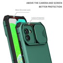For Samsung Galaxy A03 166mm Stereoscopic Holder Sliding Camshield Phone Case(Dark Green)