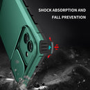 For Samsung Galaxy A03 166mm Stereoscopic Holder Sliding Camshield Phone Case(Dark Green)