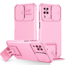 For Samsung Galaxy A12 5G Stereoscopic Holder Sliding Camshield Phone Case(Pink)