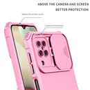 For Samsung Galaxy A12 5G Stereoscopic Holder Sliding Camshield Phone Case(Pink)