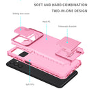 For Samsung Galaxy A13 Stereoscopic Holder Sliding Camshield Phone Case(Pink)