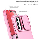 For Samsung Galaxy A13 Stereoscopic Holder Sliding Camshield Phone Case(Pink)