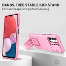 For Samsung Galaxy A13 Stereoscopic Holder Sliding Camshield Phone Case(Pink)