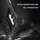 For Samsung Galaxy A13 Stereoscopic Holder Sliding Camshield Phone Case(Black)