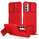 For Samsung Galaxy A13 Stereoscopic Holder Sliding Camshield Phone Case(Red)