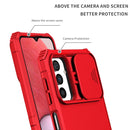 For Samsung Galaxy A13 Stereoscopic Holder Sliding Camshield Phone Case(Red)