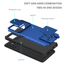 For Samsung Galaxy A13 Stereoscopic Holder Sliding Camshield Phone Case(Blue)