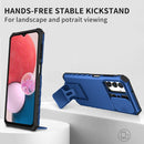 For Samsung Galaxy A13 Stereoscopic Holder Sliding Camshield Phone Case(Blue)