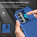 For Samsung Galaxy A13 Stereoscopic Holder Sliding Camshield Phone Case(Blue)