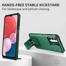 For Samsung Galaxy A13 Stereoscopic Holder Sliding Camshield Phone Case(Dark Green)