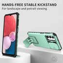 For Samsung Galaxy A13 Stereoscopic Holder Sliding Camshield Phone Case(Light Blue)