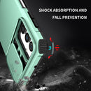 For Samsung Galaxy A13 Stereoscopic Holder Sliding Camshield Phone Case(Light Blue)