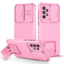 For Samsung Galaxy A33 5G Stereoscopic Holder Sliding Camshield Phone Case(Pink)