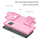 For Samsung Galaxy A33 5G Stereoscopic Holder Sliding Camshield Phone Case(Pink)