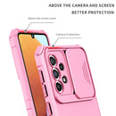 For Samsung Galaxy A33 5G Stereoscopic Holder Sliding Camshield Phone Case(Pink)