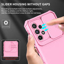 For Samsung Galaxy A33 5G Stereoscopic Holder Sliding Camshield Phone Case(Pink)