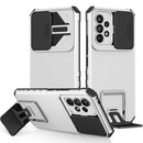 For Samsung Galaxy A53 5G Stereoscopic Holder Sliding Camshield Phone Case(White)