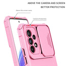 For Samsung Galaxy A53 5G Stereoscopic Holder Sliding Camshield Phone Case(Pink)