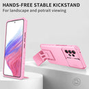 For Samsung Galaxy A53 5G Stereoscopic Holder Sliding Camshield Phone Case(Pink)