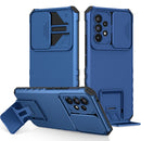 For Samsung Galaxy A53 5G Stereoscopic Holder Sliding Camshield Phone Case(Blue)