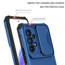 For Samsung Galaxy A53 5G Stereoscopic Holder Sliding Camshield Phone Case(Blue)
