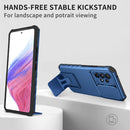 For Samsung Galaxy A53 5G Stereoscopic Holder Sliding Camshield Phone Case(Blue)